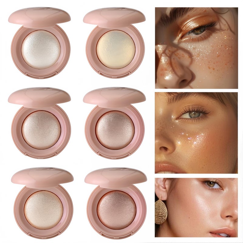 MAEPEOR Baked Highlighter Buildable Lightweight Natural Look Baked Highlighter Powder Palette, Highlight Face for a Shimmery or Matte Finish (Color 04) - Image 3